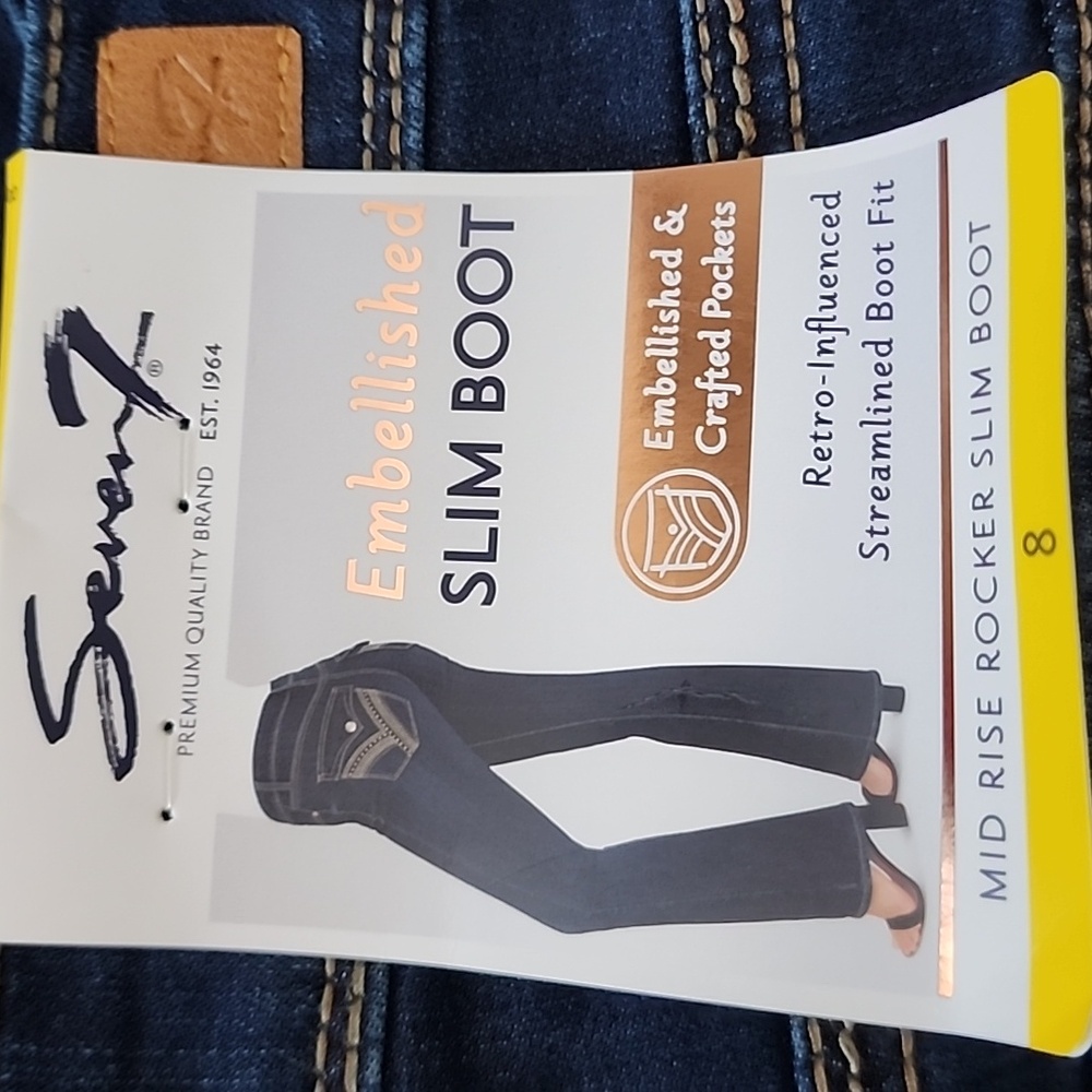 Seven7 Slim Bootcut Jeans in Dark Blue - Picture 2 of 8